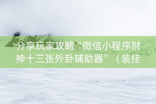 分享玩家攻略“微信小程序财神十三张外卦辅助器”（装挂怎么安装)
