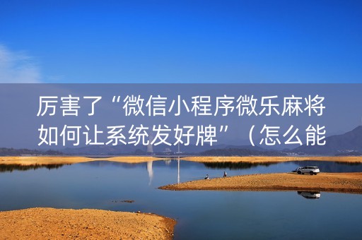 厉害了“微信小程序微乐麻将如何让系统发好牌”（怎么能调好牌)