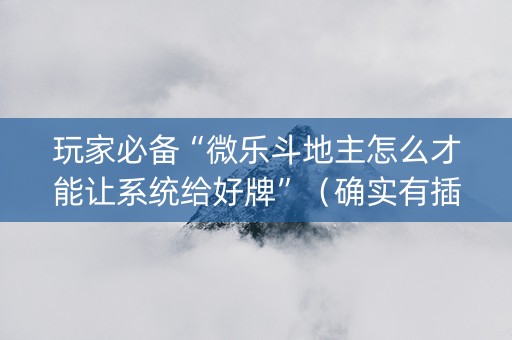 玩家必备“微乐斗地主怎么才能让系统给好牌”（确实有插件吗)