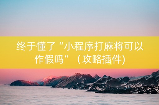 终于懂了“小程序打麻将可以作假吗”（攻略插件)