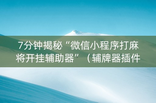 7分钟揭秘“微信小程序打麻将开挂辅助器”（辅牌器插件购买)
