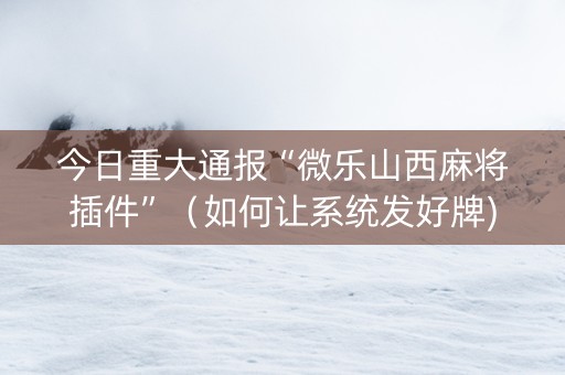 今日重大通报“微乐山西麻将插件”（如何让系统发好牌)