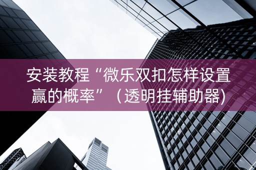 安装教程“微乐双扣怎样设置赢的概率”（透明挂辅助器)