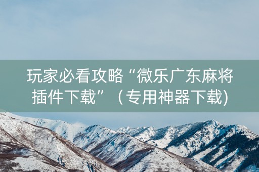 玩家必看攻略“微乐广东麻将插件下载”（专用神器下载)