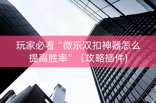 玩家必看“微乐双扣神器怎么提高胜率”（攻略插件)