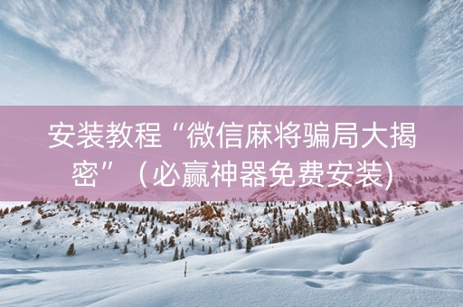 安装教程“微信麻将骗局大揭密”（必赢神器免费安装)