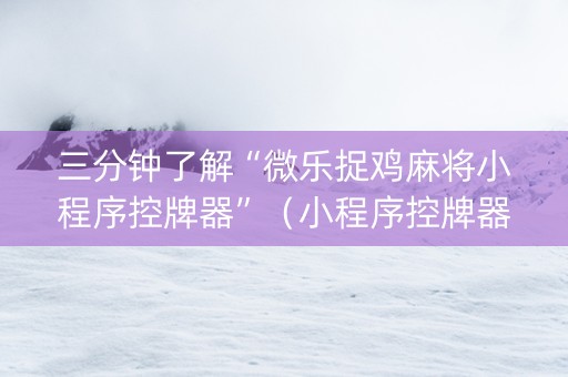 三分钟了解“微乐捉鸡麻将小程序控牌器”（小程序控牌器)