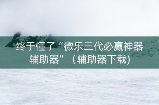 终于懂了“微乐三代必赢神器辅助器”（辅助器下载)