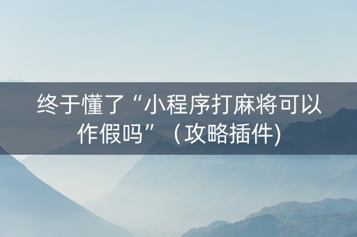 终于懂了“小程序打麻将可以作假吗”（攻略插件)