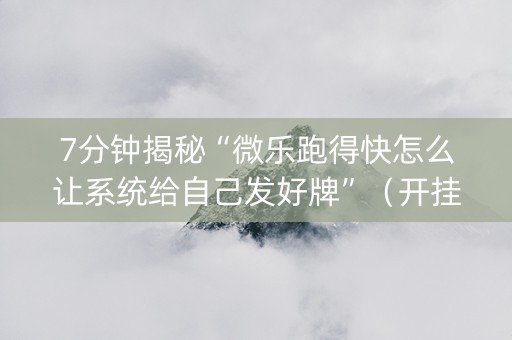 7分钟揭秘“微乐跑得快怎么让系统给自己发好牌”（开挂辅助插件)