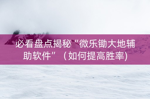 必看盘点揭秘“微乐锄大地辅助软件”（如何提高胜率)