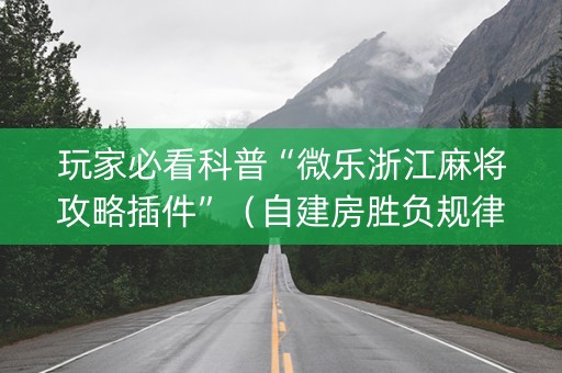 玩家必看科普“微乐浙江麻将攻略插件”（自建房胜负规律)