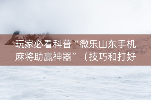 玩家必看科普“微乐山东手机麻将助赢神器”（技巧和打好牌方法)