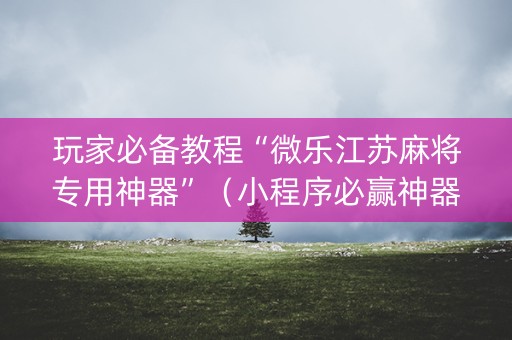 玩家必备教程“微乐江苏麻将专用神器”（小程序必赢神器)