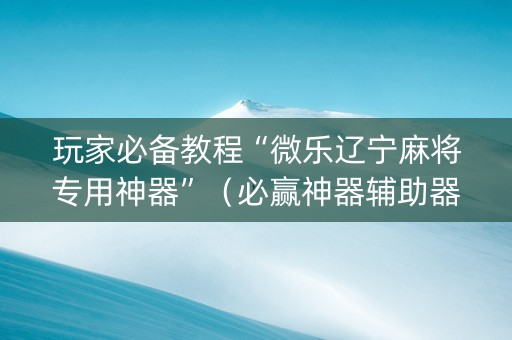 玩家必备教程“微乐辽宁麻将专用神器”（必赢神器辅助器)