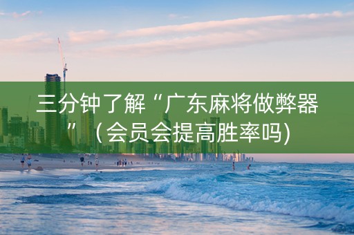 三分钟了解“广东麻将做弊器”（会员会提高胜率吗)
