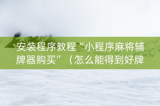 安装程序教程“小程序麻将辅牌器购买”（怎么能得到好牌)