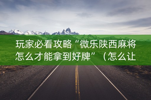 玩家必看攻略“微乐陕西麻将怎么才能拿到好牌”（怎么让系统给你发好牌)
