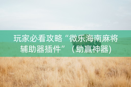 玩家必看攻略“微乐海南麻将辅助器插件”（助赢神器)