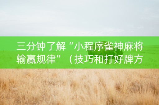 三分钟了解“小程序雀神麻将输赢规律”（技巧和打好牌方法)