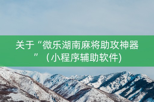 关于“微乐湖南麻将助攻神器”（小程序辅助软件)
