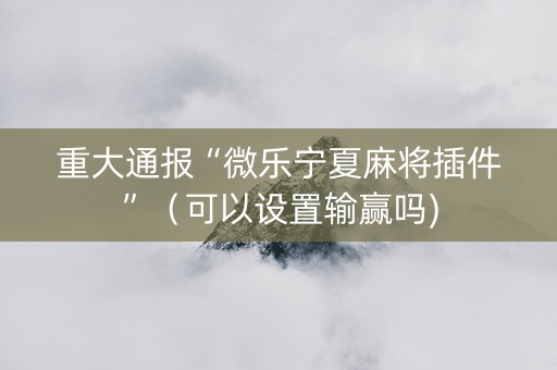 重大通报“微乐宁夏麻将插件”（可以设置输赢吗)