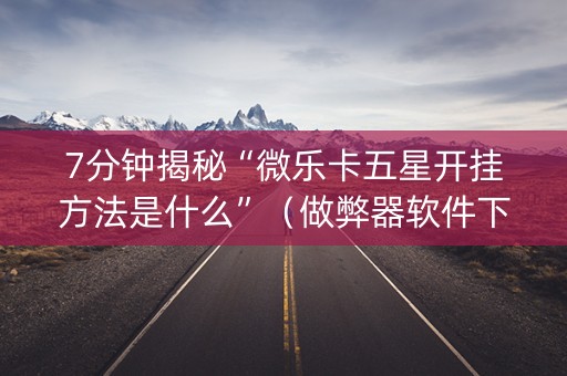7分钟揭秘“微乐卡五星开挂方法是什么”（做弊器软件下载)