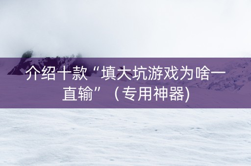 介绍十款“填大坑游戏为啥一直输”（专用神器)