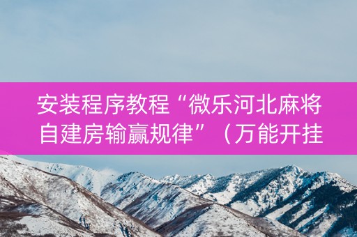 安装程序教程“微乐河北麻将自建房输赢规律”（万能开挂器)