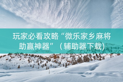 玩家必看攻略“微乐家乡麻将助赢神器”（辅助器下载)
