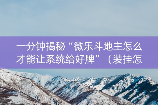 一分钟揭秘“微乐斗地主怎么才能让系统给好牌”（装挂怎么安装)