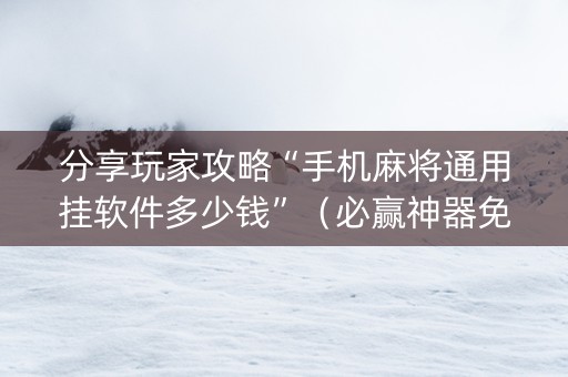 分享玩家攻略“手机麻将通用挂软件多少钱”（必赢神器免费安装)