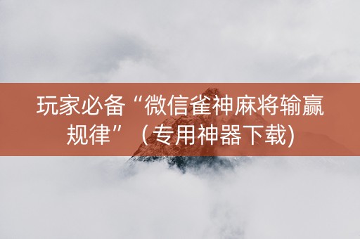 玩家必备“微信雀神麻将输赢规律”（专用神器下载)