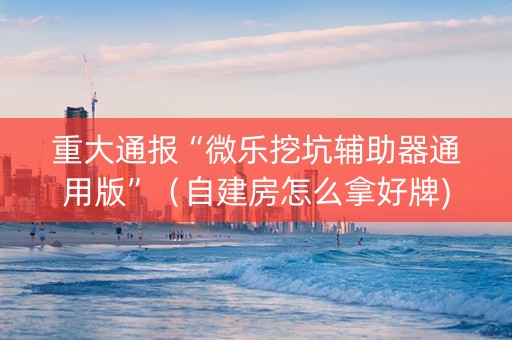 重大通报“微乐挖坑辅助器通用版”（自建房怎么拿好牌)