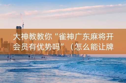 大神教教你“雀神广东麻将开会员有优势吗”（怎么能让牌好一点)