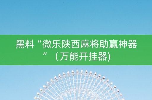 黑料“微乐陕西麻将助赢神器”（万能开挂器)