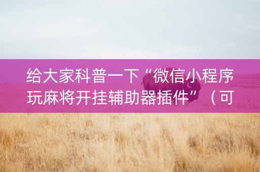 给大家科普一下“微信小程序玩麻将开挂辅助器插件”（可以设置输赢吗)