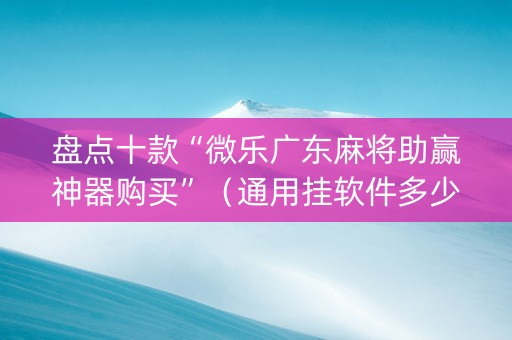 盘点十款“微乐广东麻将助赢神器购买”（通用挂软件多少钱)