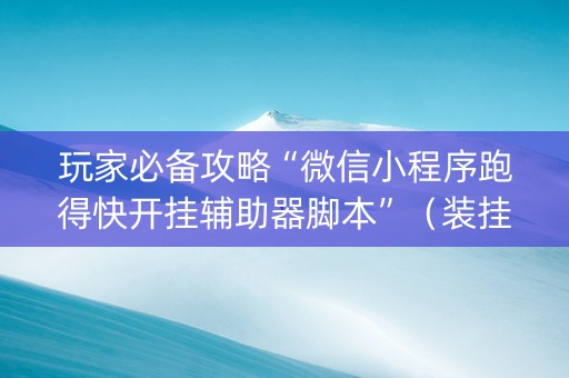 玩家必备攻略“微信小程序跑得快开挂辅助器脚本”（装挂怎么安装)