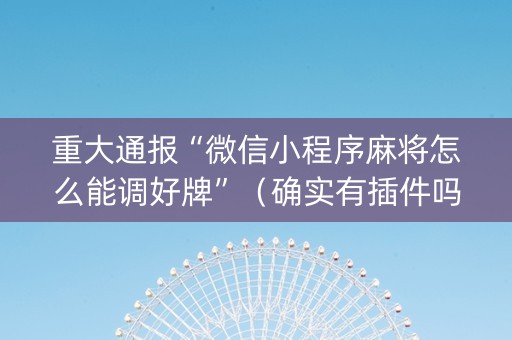 重大通报“微信小程序麻将怎么能调好牌”（确实有插件吗)
