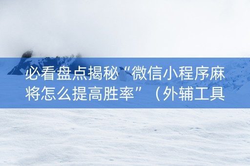 必看盘点揭秘“微信小程序麻将怎么提高胜率”（外辅工具)
