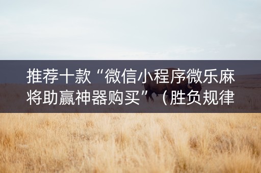 推荐十款“微信小程序微乐麻将助赢神器购买”（胜负规律拿好牌)