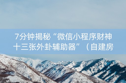 7分钟揭秘“微信小程序财神十三张外卦辅助器”（自建房怎么拿好牌)