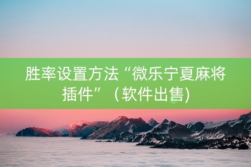 胜率设置方法“微乐宁夏麻将插件”（软件出售)