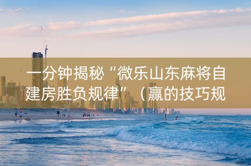一分钟揭秘“微乐山东麻将自建房胜负规律”（赢的技巧规律)