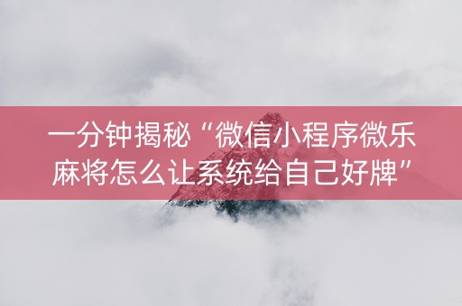 一分钟揭秘“微信小程序微乐麻将怎么让系统给自己好牌”（如何让系统发好牌)
