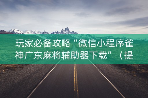 玩家必备攻略“微信小程序雀神广东麻将辅助器下载”（提高胜率软件)