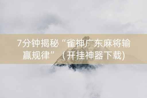 7分钟揭秘“雀神广东麻将输赢规律”（开挂神器下载)