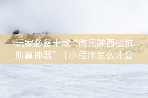 玩家必备十款“微乐陕西挖坑助赢神器”（小程序怎么才会赢)