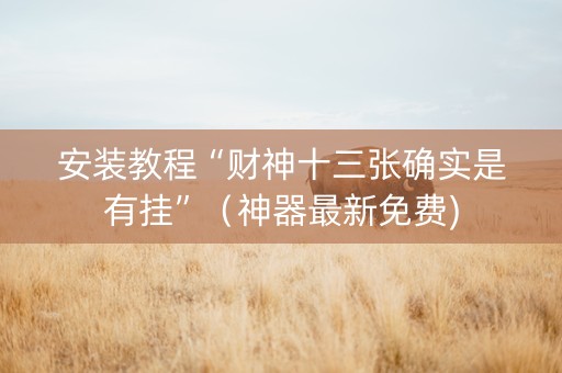 安装教程“财神十三张确实是有挂”（神器最新免费)